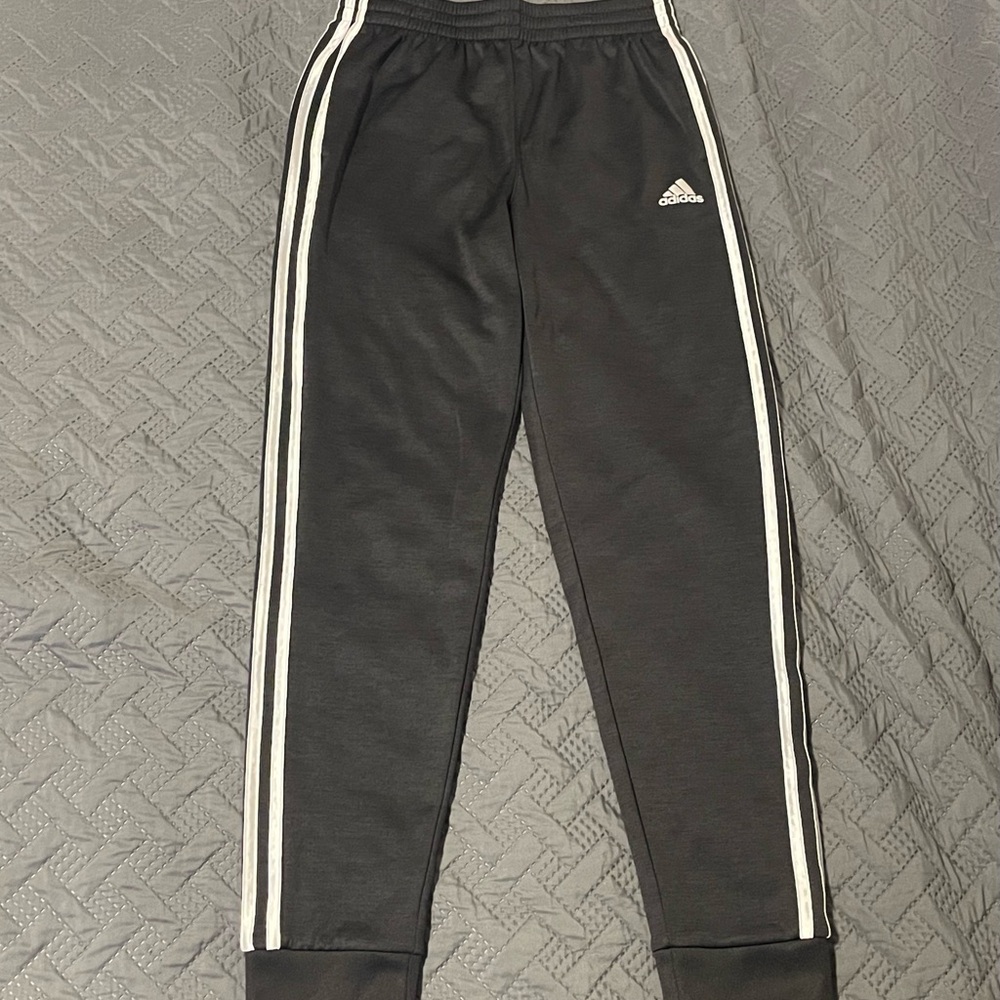 Adidas Kids Black Joggers with White Stripes